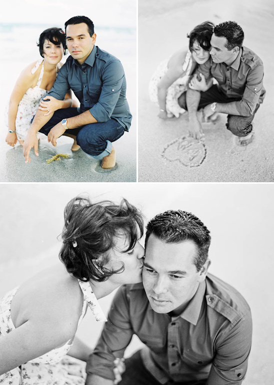 Couple kissing on beach, love photo