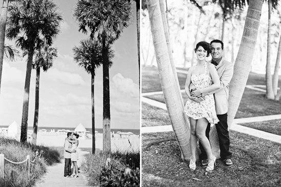 Black and white couple by palm trees