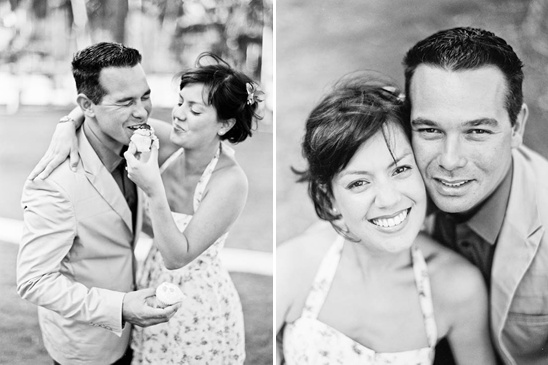 Couple sharing cupcake, happy love photo
