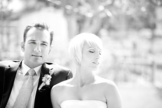 Couple in wedding attire, happy bride and groom