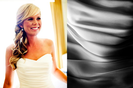 Bride in white dress, flowing fabric