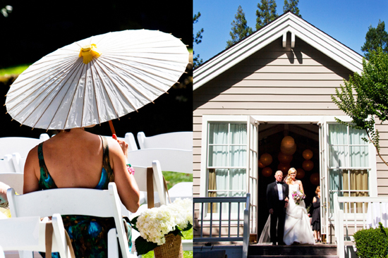 Wedding ceremony outdoor venue with parasol