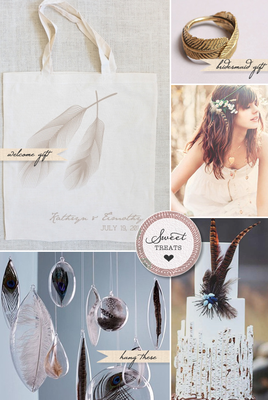 Sweet Treats + Feather Wedding Ideas