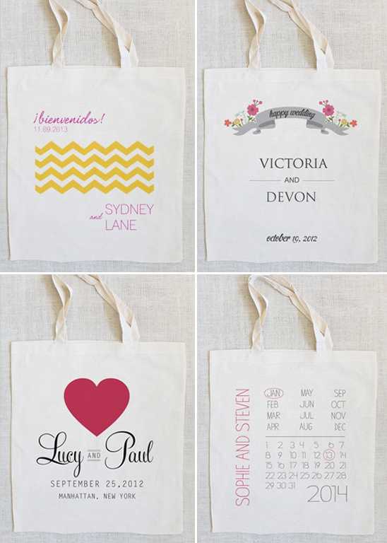 Personalized wedding tote bags for guests favors