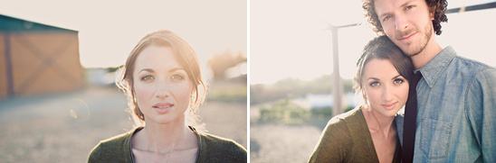Happy couple portrait, sunlit outdoor shoot