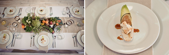 Elegant table setting with fresh fruit and cheese appetizer