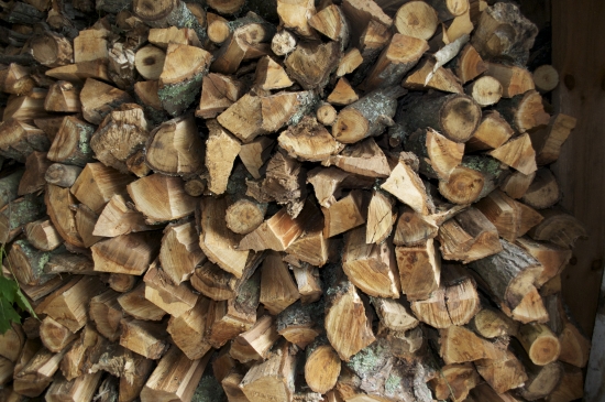 Stack of seasoned firewood ready for winter