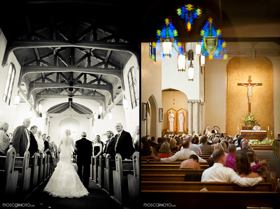 Bride and groom at church wedding ceremony