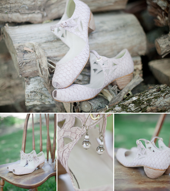 Light pink shoes with cutouts and heels