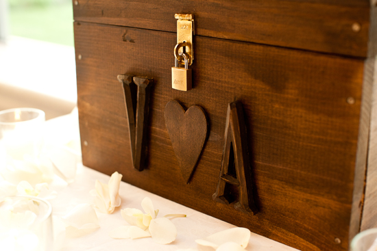 Wooden love box with initials VA