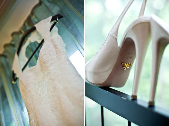 Wedding dress and Prada heels ready for the big day