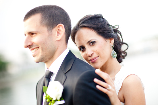 Happy couple in wedding attire