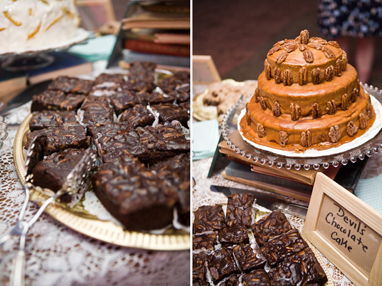 Assortment of chocolate cake and pecan brownies dessert