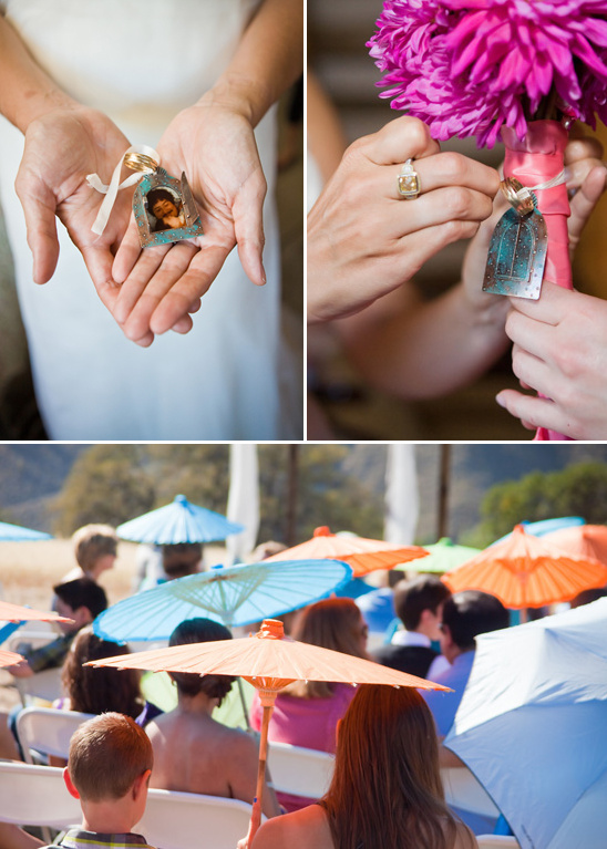 Wedding party gifts and guests umbrellas