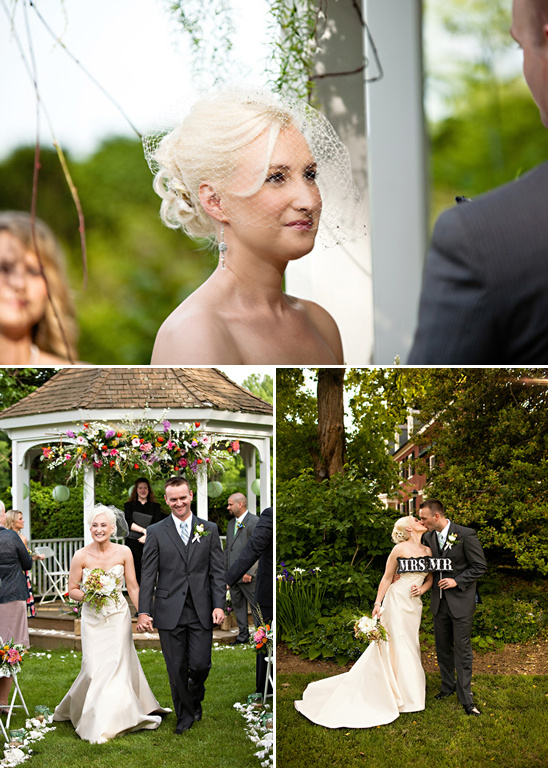 Bride and groom wedding ceremony outside