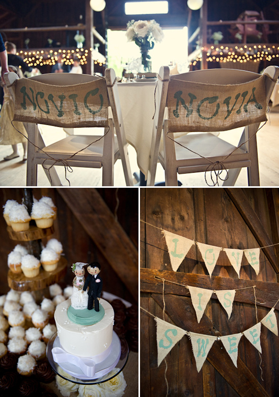 Rustic wedding decorations cupcakes cake and nova chairs