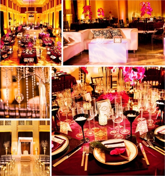 Elegant wedding reception decor with gold accents