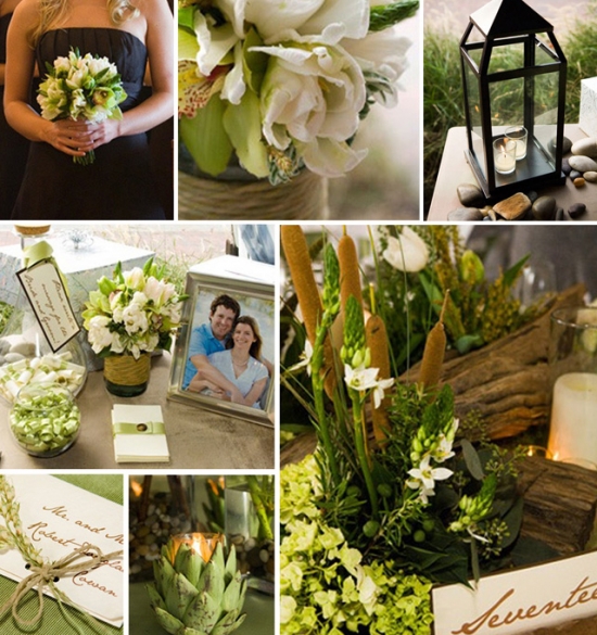 Elegant green wedding flowers and decor