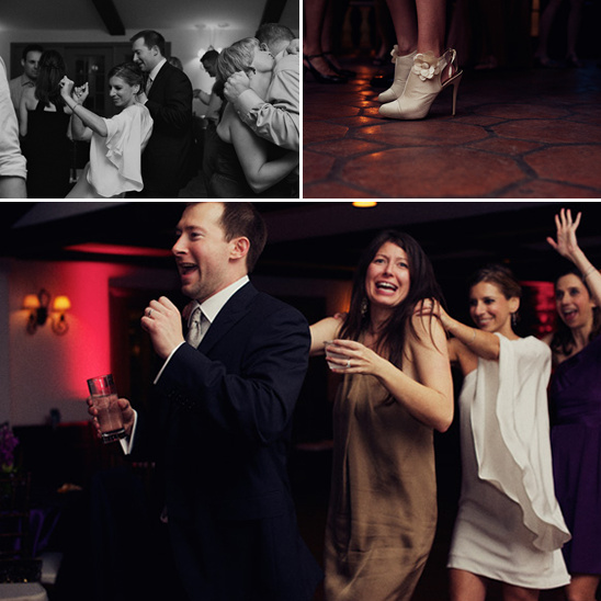 Wedding reception guests dancing and having fun at a party