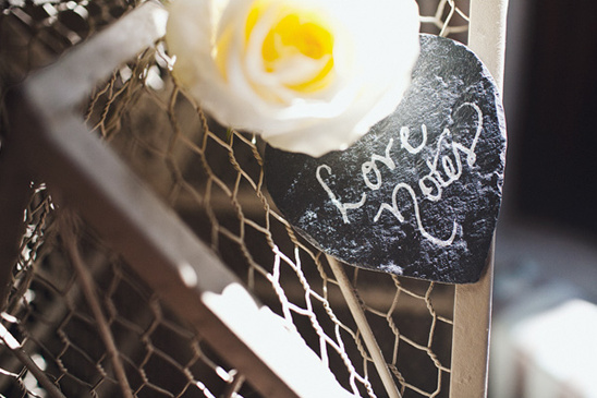 White rose and love notes heart decoration
