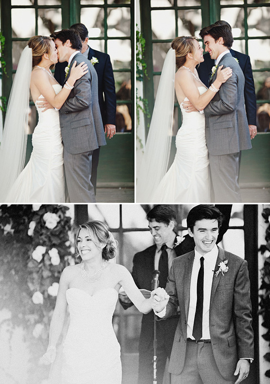Bride and groom share a loving moment at their wedding