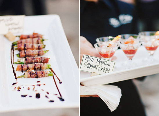 Gourmet party appetizers bacon wrapped asparagus martini
