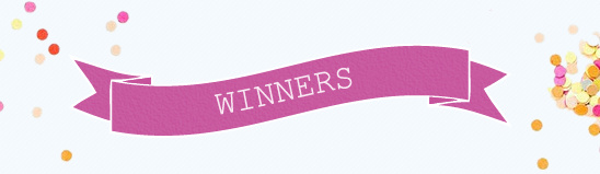 Pink winners banner with confetti