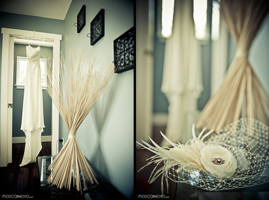 Elegant wedding dress and accessories for the bride to be