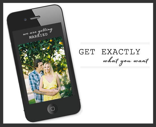 Smartphone showing engaged couple:  We are getting married