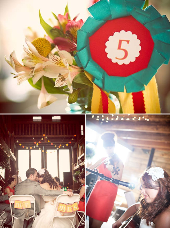 Colorful wedding table number five