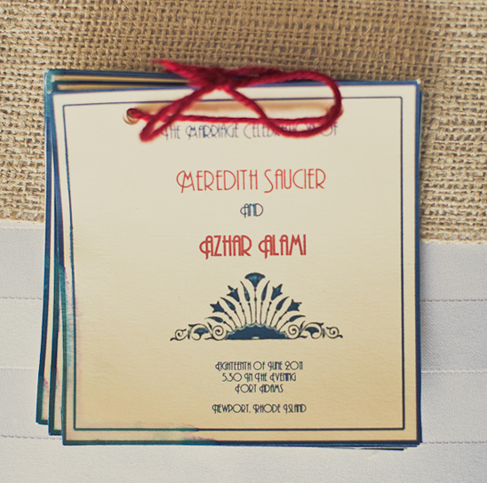 Elegant wedding invitation for Meredith and Azhar