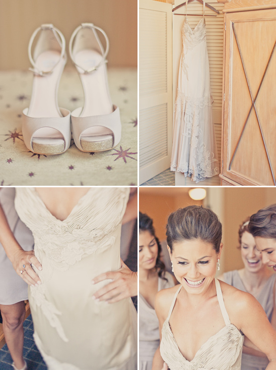 Elegant wedding dress and bridal shoes ready for the big day