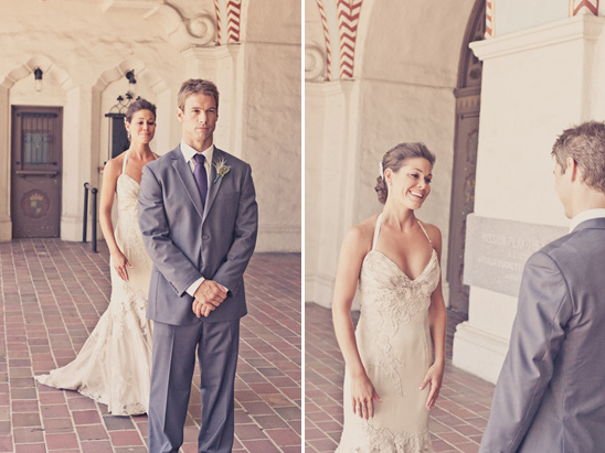 Bride and groom first look, wedding day