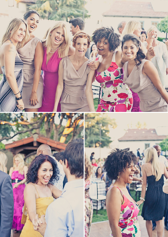Wedding guests laughing and dancing