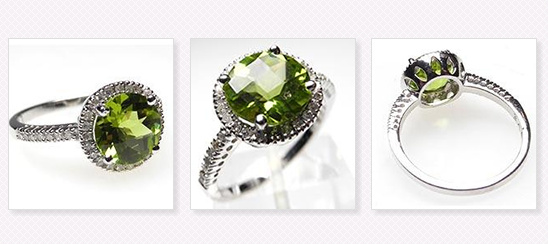 Elegant peridot ring with diamond accents