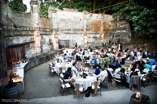 Outdoor wedding reception at The Ruins venue