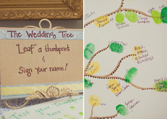 Wedding thumbprint guest book, sign and leaf thumbprint