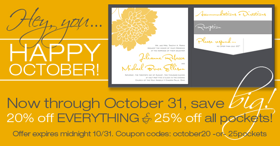 October Wedding Invitations Sale with Discount on all items