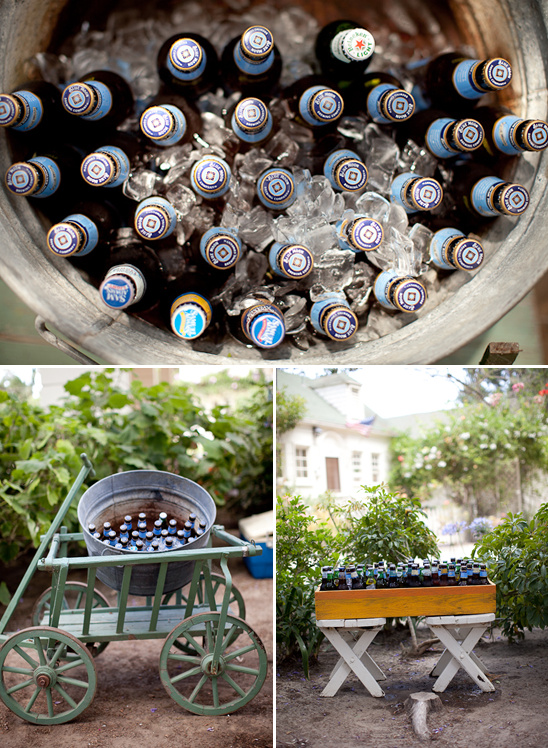 Chilled beers in ice buckets perfect for a summer party outdoors
