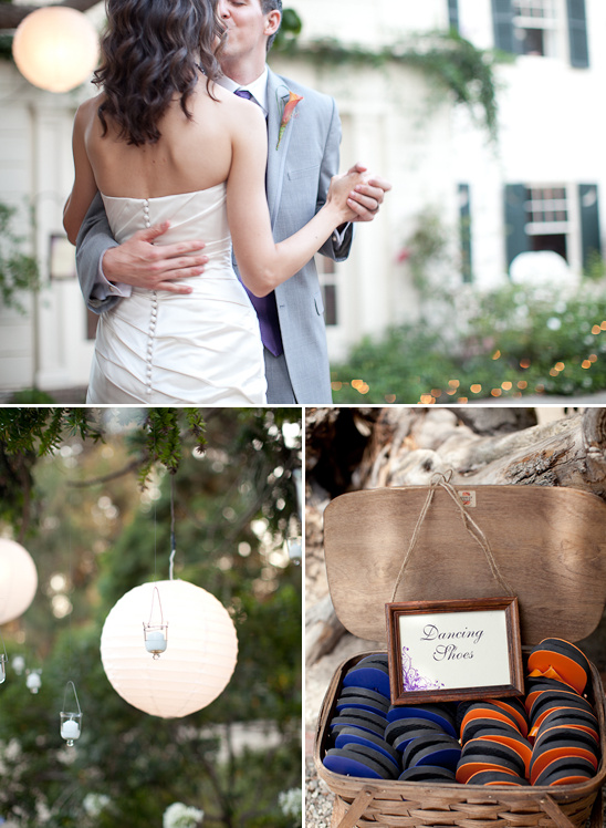 Wedding first dance with lantern decorations and dancing shoes