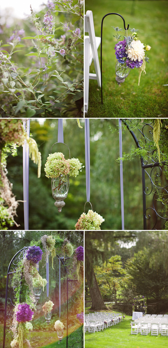 Wedding floral decorations on an outdoor ceremony venue