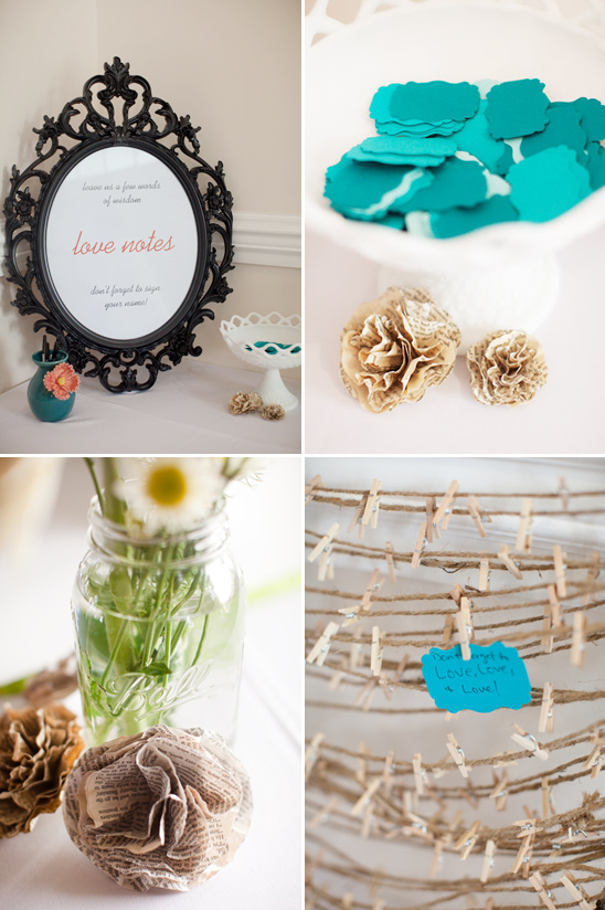 Wedding decorations with love notes and other details