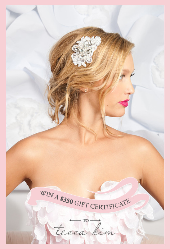 Blonde woman with a hair accessory, and a gift certificate offer
