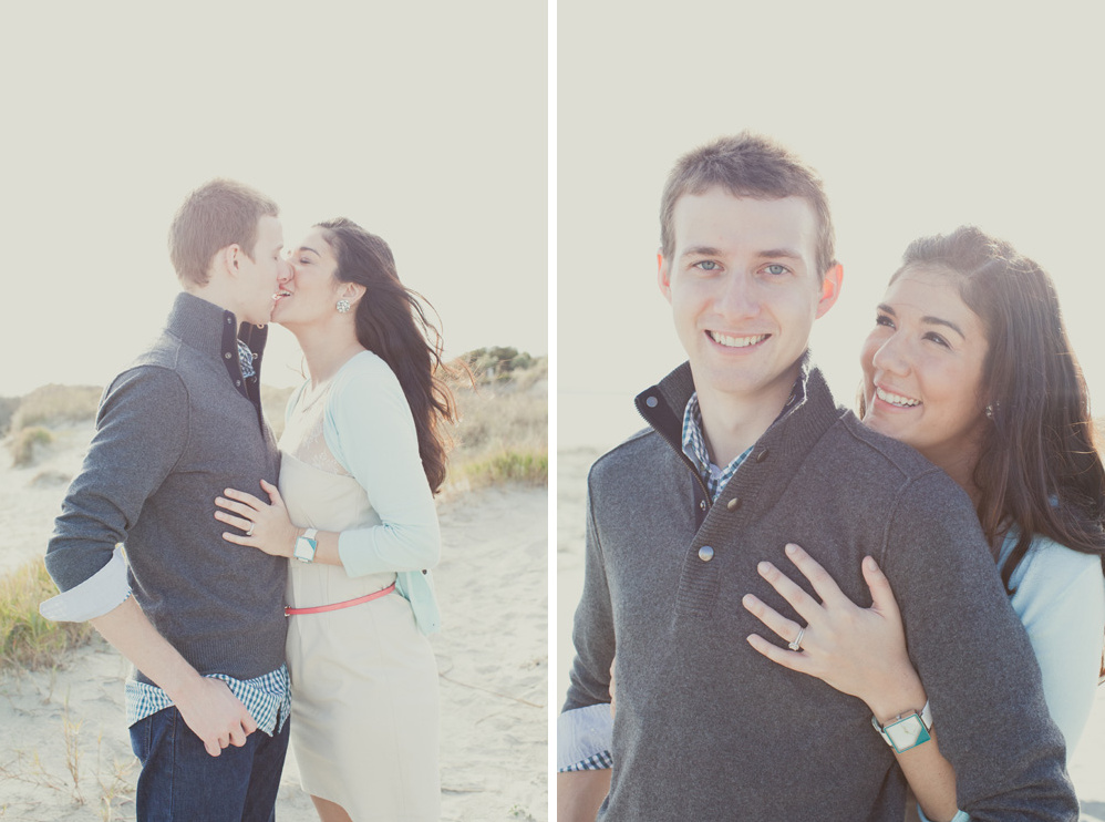 Couple in love sharing a kiss and embracing each other on the beach