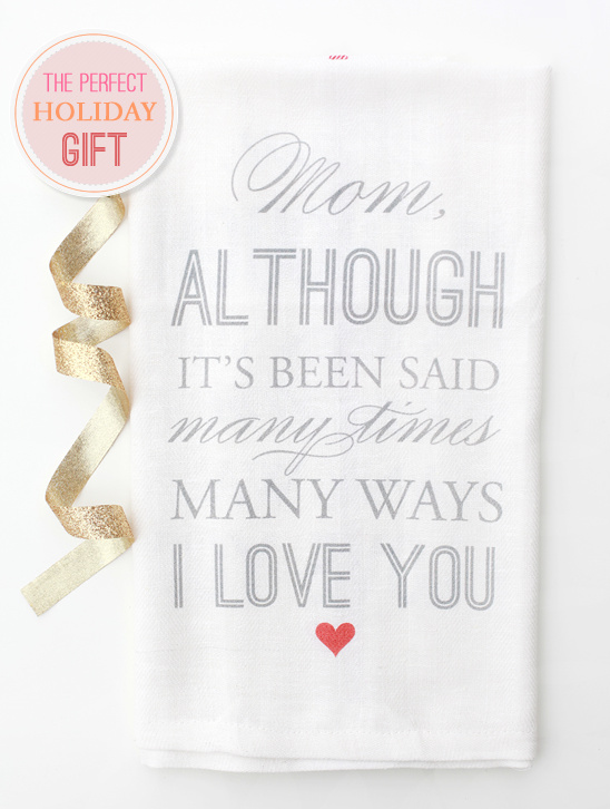 Towel gift for mom says I love you in many ways, perfect holiday