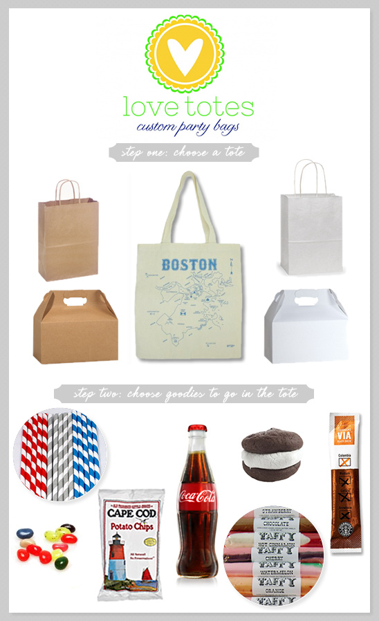 Love Totes custom party bag options with snacks and drinks choices