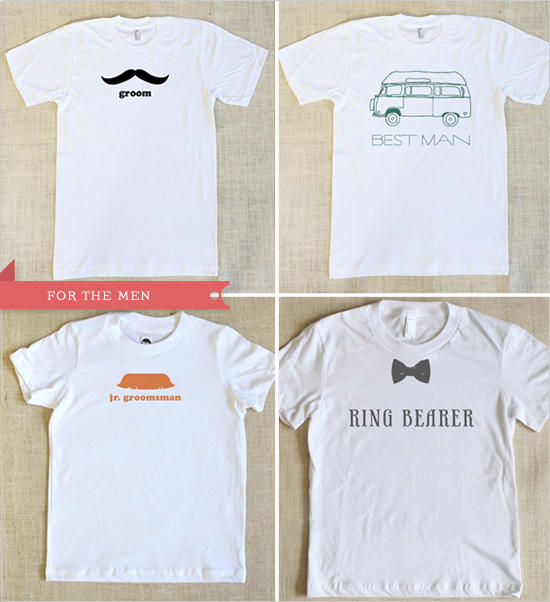 Wedding party t-shirts for groom, best man, junior groomsman and ring bearer