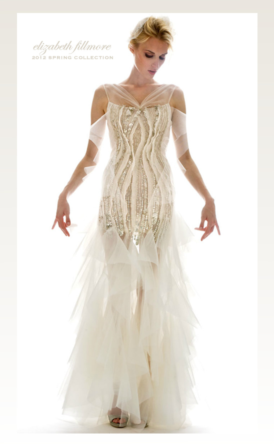 Elegant bride wearing a flowing tulle gown from Elizabeth Fillmore