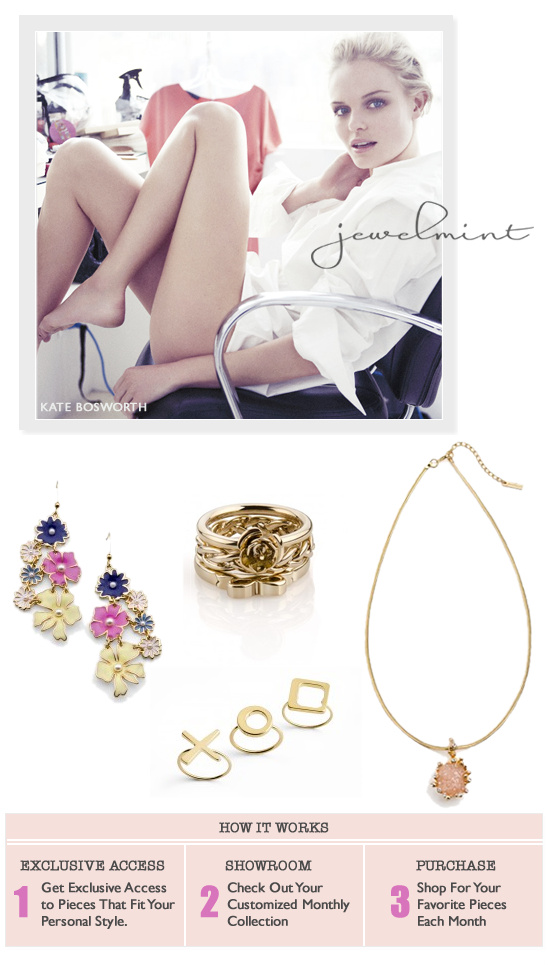 Jewelmint ad featuring Kate Bosworth and colorful jewelry