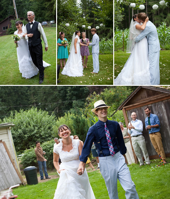 A happy couple enjoying a beautiful outdoor wedding ceremony